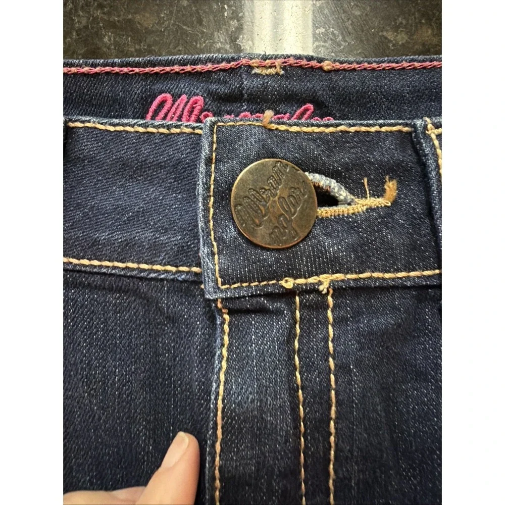 Wrangler‎ Dark Denim Skirt Sz 7 Knee Length Rodeo Cowgirl Modest Cowboy Stretch